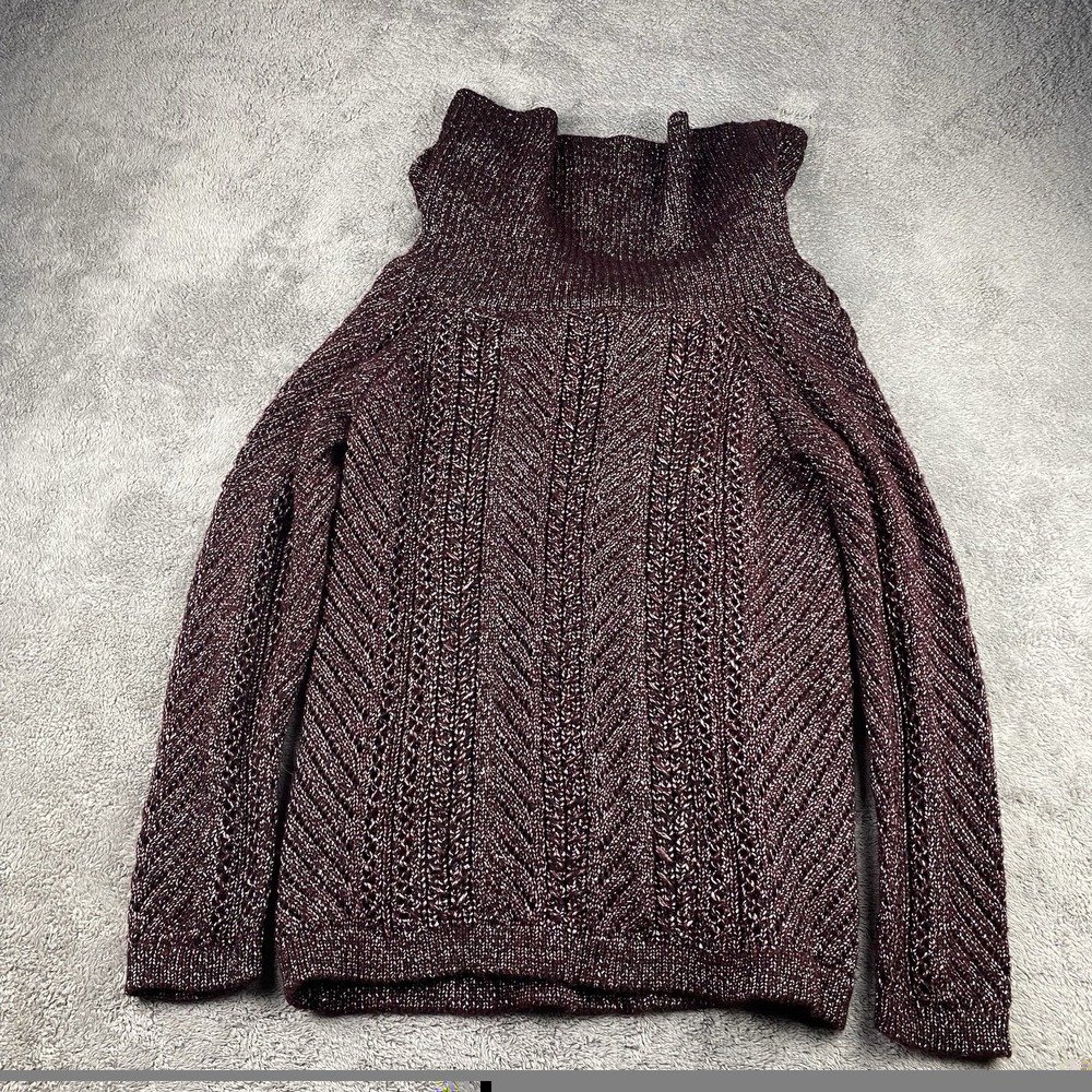 White House Black Market Sweater Cowl Neck Long Sleeve Womens Medium Burgundy